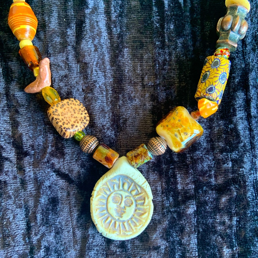World Tribe Sun Face Fusion Necklace